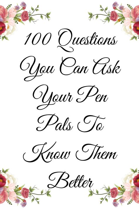 Looking for ways to strengthen your long-distance bond? Dive into our 100 pen pal-approved questions that will help you discover what truly matters in each other's lives! 💌❤️ Questions To Ask Your Penpal, Pen Pal Ideas For Adults, Penpal Questionnaire, Questions For Penpals, Pen Pal Letters Ideas, Penpal Letters Ideas, Pen Pal Ideas, Friendship Thoughts, Thoughtful Questions