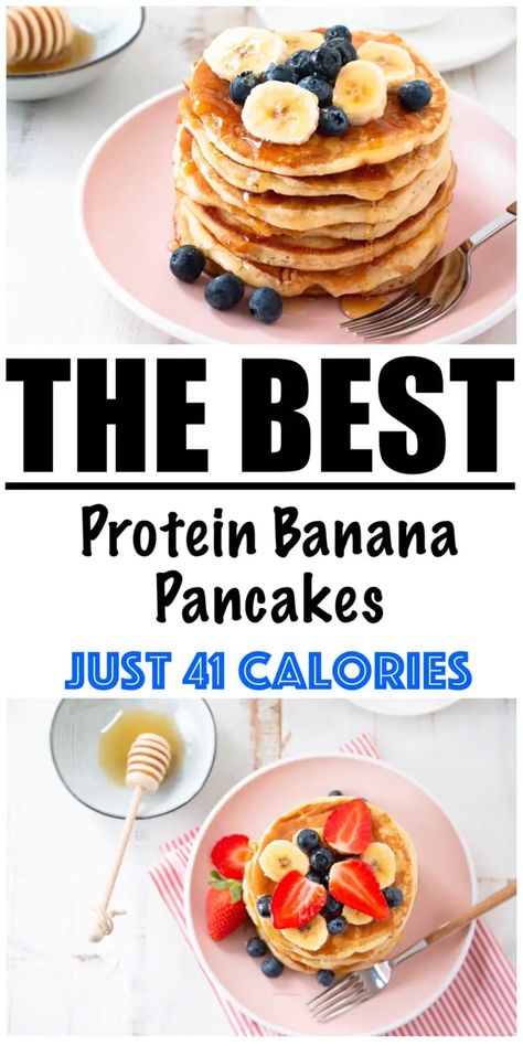 High Protein Pancakes Healthy, Banana High Protein Recipes, High Protein Recipes With Bananas, High Protein Low Calorie Baking, High Protein Low Cal Snacks, Low Cal Banana Recipes, High Protein Breakfast Low Calorie, High Protein Pancakes Low Carb, High Protein Banana Recipes