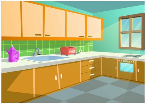 Kitchen Cartoon, Cartoon Kitchen, Vector House, Cooking Design, Modern Kitchen Interiors, Kitchen Interior Design Modern, Tshirt Design Inspiration, Kitchen Concepts, Cozy Kitchen