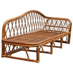 Vintage Rattan Chaise Lounge Rattan Chaise, Tropical Furniture, Leather Chaise Lounge, Lounge Bed, Wicker Chaise Lounge, Small Couch, Vintage Rattan, Bamboo Furniture, Seaside Cottage