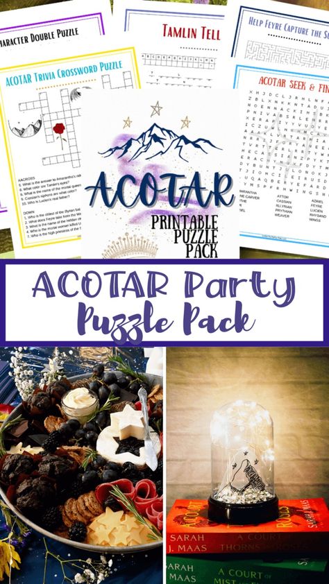 Free Printable ACOTAR Puzzle Games | The TipToe Fairy Acotar Inspired Food, Acotar Printables, Acotar Food Ideas, Acotar Party Games, Acotar Party Food, Acotar Dinner Party, Book Themed Games, Acotar Party Ideas, Acotar Crafts