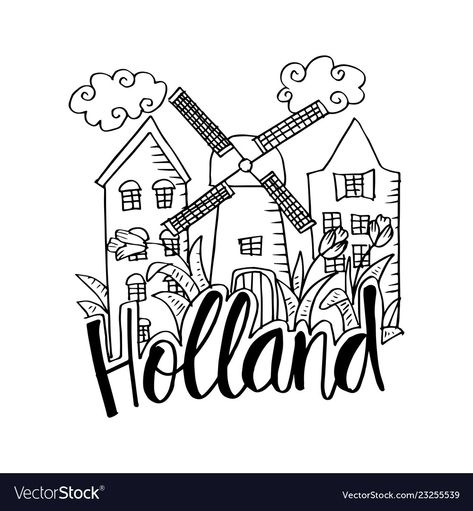 Welcome To Holland Tattoo, Holland Illustration, Music Art Painting, Welcome To Holland, Scrapbooking Layouts Travel, Holland Art, Window Drawing, Adult Colouring Pages, Dad Tattoos