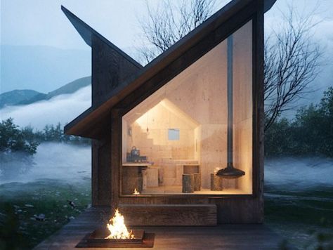 This $40,000, 260-square-foot tiny cabin is designed to be the perfect escape from city life — see inside Container Home Designs, Mountain Huts, Plans Architecture, Modern Tiny House, Minimalist House Design, Container House Design, Tiny House Cabin, Modern Cabin, Cabin Design