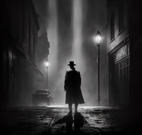 Western Gunslinger Art, Film Noir Photography, Just Do It Wallpapers, Classic Film Noir, Noir Detective, Job Inspiration, Detective Aesthetic, City Aesthetic, Black And White Photographs