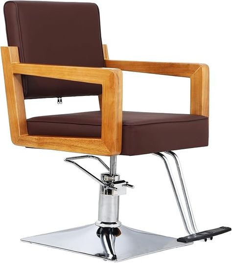 Panana Professional Hairdressing Chair with 360° Rotation and Hydraulic Pump, Height Adjustable, Hairdressing Chair, Salon Chair Made of Faux Leather and Solid Wood, Brown : Amazon.de: Beauty Wood, Hairdressing Chairs, Barbershop Design, Salon Chairs, Hydraulic Pump, Height Adjustable, Barber Shop, Solid Wood, Faux Leather