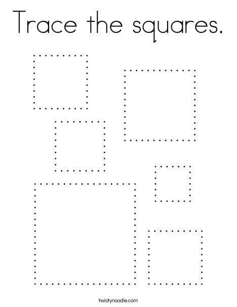 Trace the squares Coloring Page - Twisty Noodle Trace Square Worksheet, Square Tracing Worksheet, Teaching Squares Preschool, Square Projects For Preschool, Square Worksheets Preschool, Square Activities For Preschool, Square Worksheet, Letter Stencils Printables, Shape Worksheets For Preschool