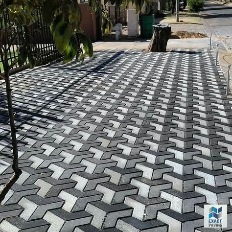 ❣3D Paving ❣done in Klerksdorp. EXACT Paving, Klerksdorp, Matlosana, KOSH, North West Province, South Africa Pavers Backyard Landscaping Ideas, Paving Diy, Room Tiles Design, House Front Wall Design, Pavement Design, Paver Blocks, Paving Pattern, Paving Ideas, Front Wall Design