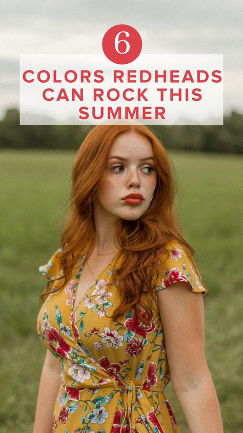 Clothes For Auburn Hair, Colors Redheads Should Wear, Pale Redhead Outfit, Outfits For Redheads Summer, What Colors To Wear With Red Hair, Copper Hair Fashion Outfits, Redhead Colours To Wear, Dress Colors For Redheads, Colors For Red Heads To Wear