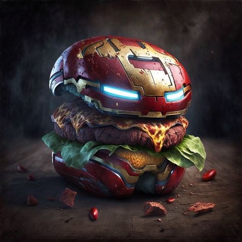 A set of AI art illustrations based on superheroes. Smart Illustration, Future Computer, Robot Logo, Food Art Painting, America Food, Light Font, Food Art Photography, Disney Princess Modern, Creative Advertising Design