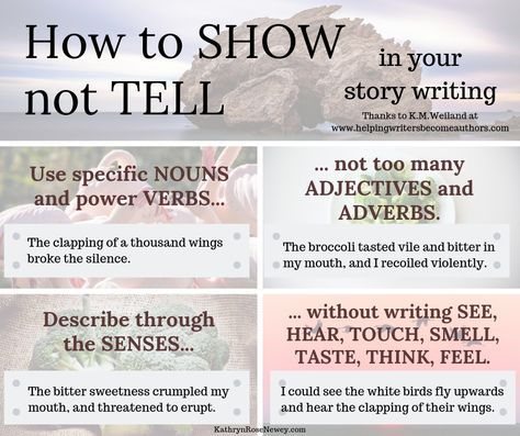 😎🤡😍👁🗣📚 Writers of all ages: how to show not tell in your story writing. #amwriting #WriteTip #WritersLife #SelfPub https://kathrynrosenewey.com/how-to-show-not-tell-story-writing/ How To Be A Good Story Teller, Showing Not Telling Writing, How To Tell Your Story, Writing Prompts Conflict, Writing Your Life Story, How To Tell A Story, How To Show Not Tell In Writing, How To Write Stories, How To Come Up With Story Ideas