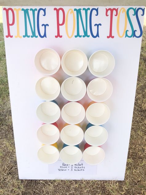 Ping Pong Toss Carnival Game, Game Stall Ideas School Fair, At Home Carnival Games, Carnival Decorations Diy, Diy Carnival Decorations, Diy Carnival Costume, Carnival Games For School, Ping Pong Toss, Carnival Games Diy