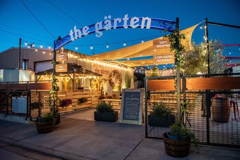 Outdoor Beer Garden Ideas, Garden Restaurant Design Outdoor, Food Park Design Ideas, Open Cafe Outdoor Design, Outdoor Bar Design, Beer Garden Design, Beer Garden Ideas, Container Park, Food Truck Park