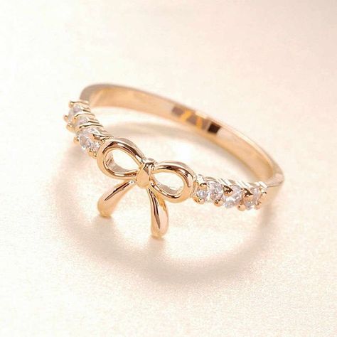 Diamond Bows, Korean Jewelry, Simple Diamonds, Bow Ring, Rhinestone Bow, Cute Rings, Mua Sắm, Simple Jewelry, Accessories Rings