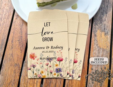 These wildflower seed paper favors are like a seed packet favor but even better because they are sustainable / zero waste! They are 100% customizable favors for a wedding, bridal shower, baby shower, memorial, Sweet 16 bash, graduation party, Quinceañera, a corporate event, or even Earth Day. Wedding Seed Packets are a unique favor that can be planted after the wedding, allowing the newlyweds and guests to observe and nurture the growth of these plants over time, creating lasting memories of the Wedding Seed Packet Favors, Wildflower Seed Favors, Seed Paper Favors, Wildflower Favors, Plant Wedding Favors, Rustic Bridal Shower Favors, Seed Packets Favors, Wildflower Seed Paper, Seed Favors