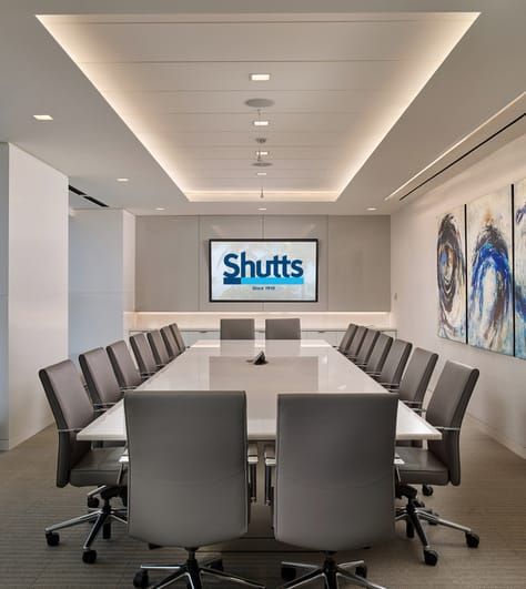 Shutts & Bowen Miami - Conference Room Office Ceiling Design, Meeting Room Design Office, Law Office Design, Conference Room Design, Meeting Room Design, Office Decor Professional, Office Tour, Office Interior Design Modern, Modern Office Interiors