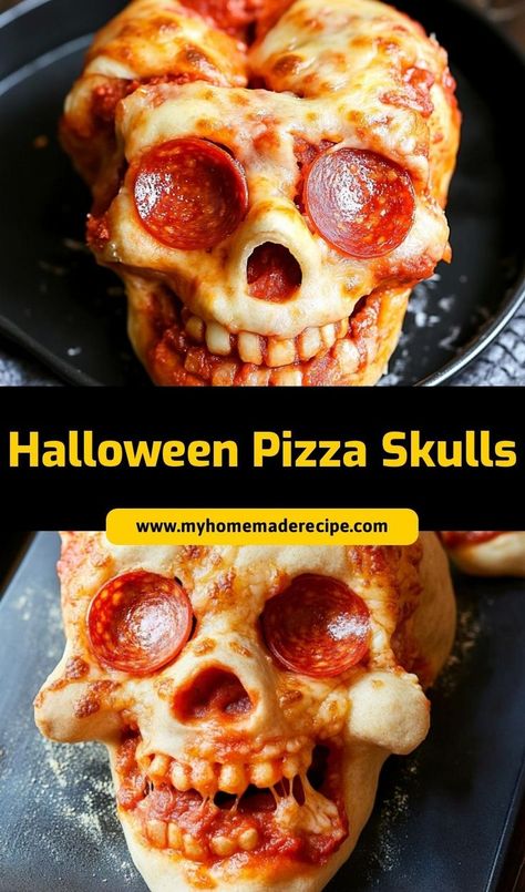 🎃 My mom used to make these Halloween Pizza Skulls 🎃 all the time, and they were always a hit! Now I make them with a spooky twist, and every time, people rave about how fun and delicious they are. Perfect for Halloween parties. Pizza Skulls Recipe, Halloween Pizza Skulls, Pizza Skulls, Skull Pizza, Halloween Pizza, Refrigerated Pizza Dough, Festive Appetizers, Party Spread, Classic Pizza