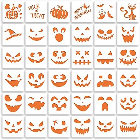 Pumpkin Painting Stencils, Pumpkin Face Templates, Diy Pumpkin Carving, Pumpkin Face Paint, Pumpkin Face Designs, Faces Painting, Face Painting Stencils, Face Stencils, Walls Art