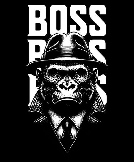 Gorilla boss T-Shirt Design Template Logo Design For Tshirt Printing, Sablon Kaos Design, Anime Prompts, Clothing Logo Design, T Shirt Logo Design, Bike Poster, T Shirt Design Template, Shirt Logo Design, Design Techniques