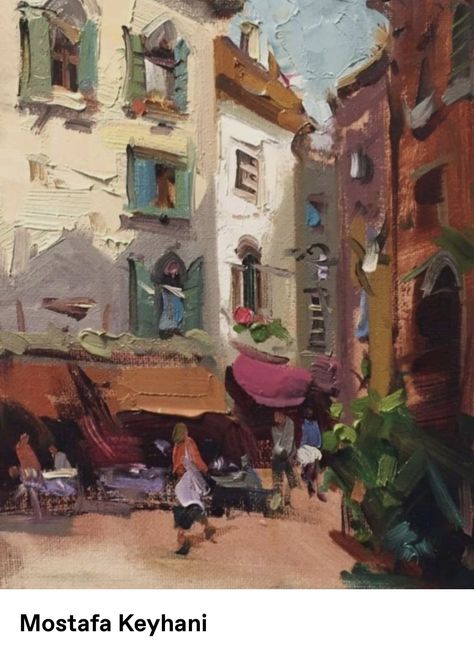 Street Painter, Painting Impressionism, Venice Painting, Arabic Calligraphy Painting, Building Painting, Arts Stream, Boat Painting, Calligraphy Painting, Abstract Art Landscape