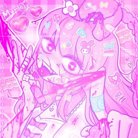 Gore Background, Jo Sipu, Cutegore Wallpaper, Kuromi Art, Yami Kawaii Aesthetic, Yami Kawaii Art, Pastel Gore, Candy Gore, Pastel Goth Art