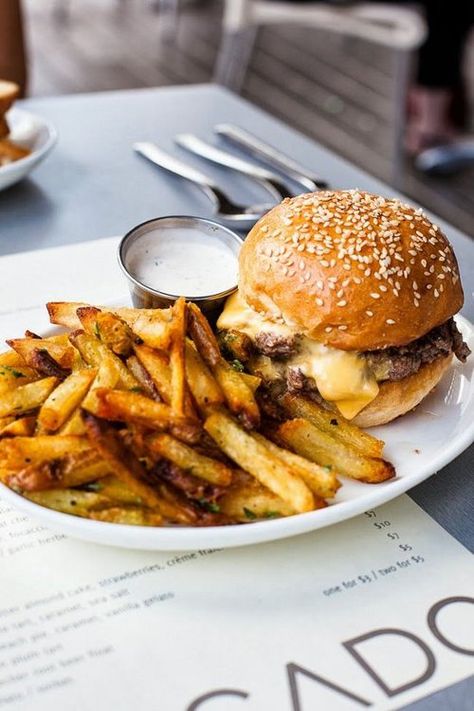 bocado burger stack | photo by jennifer chong Burger And Fries, Delicious Burgers, Good Burger, French Fries, Food Cravings, I Love Food, Junk Food, The Table, Good Eats