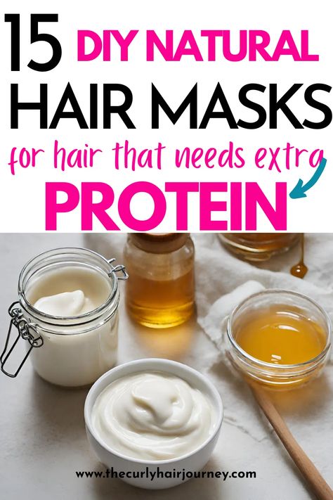 15 DIY Protein Hair Masks & Treatments For Damaged Hair – The Curly Hair Journey Treatments For Damaged Hair, Curly Hair Journey, Yogurt Hair Mask, Protein Hair Mask, Protein Hair, Diy Hair Mask For Dry Hair, Diy Hair Masks, Dry Brittle Hair, Hair Mask For Damaged Hair