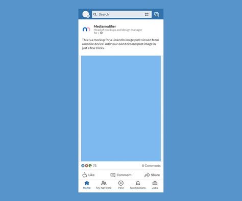 Even LinkedIn can't escape the flood of traffic coming from mobile devices, so they built a nice app! Use this mockup template for previewing how your content w Linkedin Post Template, Facebook Post Mockup, Linkedin App, Facebook Cover Photo Template, Linkedin Advertising, Twitter Template, Linkedin Post, Social Media Mockup, About Blank