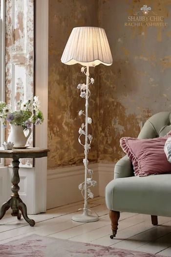 Floor Lamps | Tripod & Standing Floor Lights | Next UK Floor Lamp Bedroom Aesthetic, Shabby Chic Floor Lamp, Victorian Home Ideas, Shabby Chic Lighting, Floral Floor Lamp, Floral Floor, Shabby Chic Theme, Shabby Chic Antiques, Stylish Floor Lamp