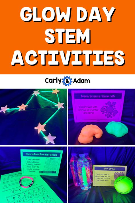 Image of a classroom filled with excited students participating in various glow-in-the-dark STEM activities, including a circuit creation station with glowing dough and a measurement center using glow sticks. Stem Night Activities, Neon Science, How To Makw, Stem Lessons, Glow Day, Fun Stem Activities, Stem Classes, Black Lights, Stem Classroom