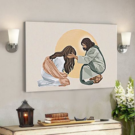 Our Canvas Wall Art is made in the United States Let us add some character to your lovely home with our one-of-a-kind wall canvas prints. We can also make a custom canvas for you, just let us know what you need! If you are looking for ideas to decorate your home or office more uniquely, God Is Good - Jesus Canvas Painting - Jesus Poster - Jesus Canvas Art - Scripture Canvas - Ciaocustom is the best choice. *Canvas (Ready to hang) Each picture is pre-framed to stretch the canvas. You just need to Canvas Art Scripture, God Canvas Painting Ideas, Easy Christian Painting Ideas On Canvas, Godly Paintings, Jesus Painting Ideas, Jesus Acrylic Painting, Bible Verse Painting Canvases, Jesus Painting Canvases, Painting Scriptures