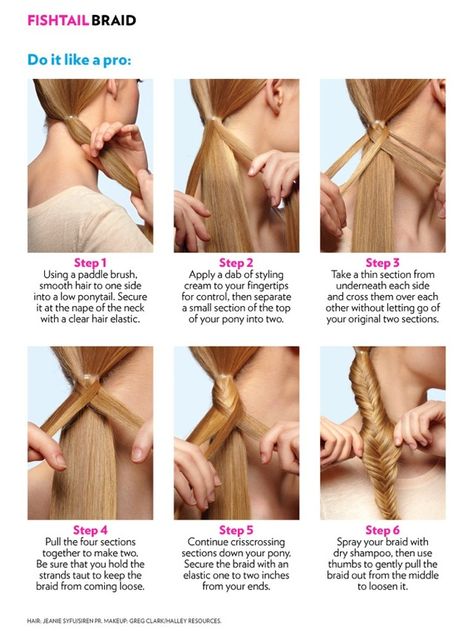 How To Do An Easy Fishtail Braid. Easy Fishtail Braid, Braids Step By Step, Fishtail Braids, Braiding Your Own Hair, Kid Hair, Hair To One Side, Short Braids, Fishtail Braid, Easy Braids