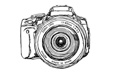 DSLR Camera - front view. Digital Single Lens Reflex Camera on white background , #SPONSORED, #view, #Digital, #front, #DSLR, #Camera #ad Camera Clip Art, Single Lens Reflex Camera, Camera Drawing, Reflex Camera, Sign Stencils, Sketches Tutorial, Doodle Illustration, Vintage Cameras, Photography Website