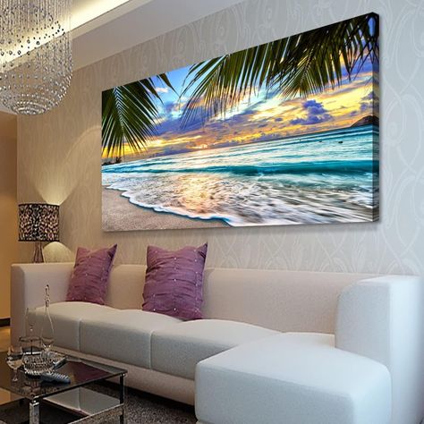 Amazon.com: Beach Canvas Wall Art Seascape Theme Pictures Home Decor Blue Ocean White Wave Palm Tree Prints Paintings for Living Room Bathroom Bedroom Kitchen Office Decoration Natural Scenery Artwork 20x40inches: Posters & Prints Scenery Artwork, Palm Tree Prints, Ocean Wave Painting, Tree Prints, Pictures Home Decor, Beach Art Painting, Green Artwork, Palm Tree Wall Art, Beach Canvas Wall Art