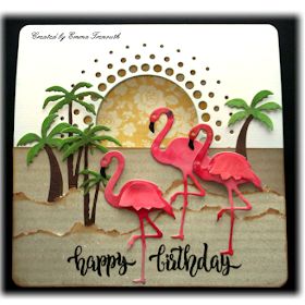 Palm Tree Cards Handmade, Tropical Birthday Card Handmade, Flamingo Cards Ideas, Flamingo Birthday Cards Handmade, Flamingo Cards Handmade, Birthday Card Design Ideas, Flamingo Birthday Card, Birthday Card Simple, Flamingo Cards