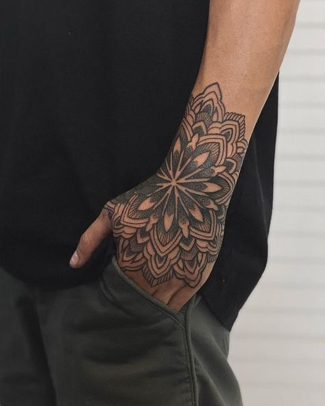 Mandala On Hand Tattoo, Mandala Butterfly Tattoo, Hand Mandala Tattoo, Tattoo Bicep, Hand Tattoo Designs, All Seeing Eye Tattoo, Mandala Hand Tattoos, Tattoo 2024, Minimalistic Tattoo