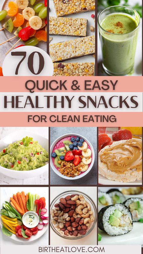 Healthy snacks that are quick and easy for kids, teens and adults! Great list of healthy snack ideas, healthy snack recipes and healthy snacks to buy. Check out the full list of quick and easy healthy snacks you need to try! Easy Lunch Ideas Healthy Clean Eating, Easy Snacks For Lunchboxes, Healthy Food Swaps For Calorie Deficit, Unprocessed Snack Ideas, While Food Snacks, Healthy Food From Walmart, Healthy Night Shift Snacks, Healthy Weekend Snacks, Clean Eating Sweet Snacks