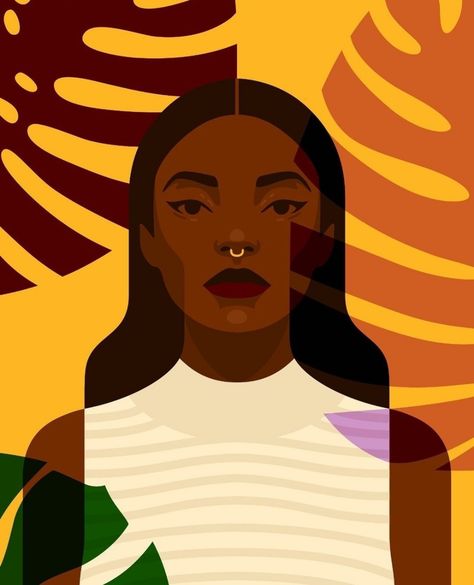 Inspiring Women Artists on Instagram: “Art by @nastka.drabot 💛 ⁠ ⁠ Would you like to be featured? Tag us in your pics ⁠💌 Support us on #patreon www.patreon.com/ladieswhodesign⁠…” African Animation, Vector Portrait Illustration, Women Artists, Personal Aesthetic, Cartoon Black, Portfolio Inspiration, Easy Art, Inspiring Women, Vector Portrait