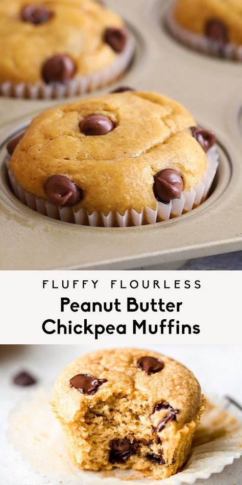 Chickpea Muffins, Peanut Butter Chickpea, Resepi Biskut, Easy Protein, All Recipes, Healthy Sweets, Food Processor, Healthy Dessert Recipes, Gluten Free Baking