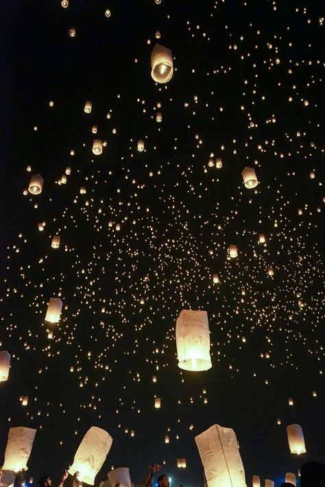 Lantern Festival Aesthetic, Sky Lanterns Photography, Lanterns Photography, Lantern Photography, Festival Aesthetic, Iphone Wallpaper Lights, Floating Lanterns, Rise Festival, Sky Lanterns