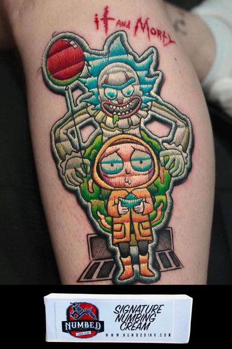 Rick And Morty Embroidery, Best Tattoo Numbing Cream, Awful Tattoos, Tattoo Numbing Cream, Rick And Morty Tattoo, Barcode Tattoo, Painless Tattoo, Must Have Products, Embroidery Tattoo