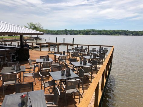 The ultimate guide to beaches, water activities and lakeside restaurants on Lake Norman and Lake Wylie Lakeside Restaurant Design, Restaurant Over Water, Water Front Restaurant, Floating Restaurant Architecture, Lake Side Restaurant, Restaurant On The Water, Cafe On The Beach, Restaurant On Water, Boathouse Restaurant