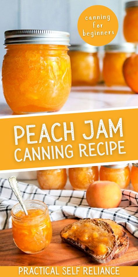 Peach Dishes, Homemade Peach Jam, Canning Jam Recipes, Peach Jam Recipe, Preserving Recipes, Easy Canning, Canning Peaches, Peach Jelly, Homemade Jams