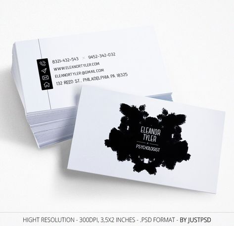 Free Customize, Black and White Business Card, Business Card for Psychologist, Calling Card, Modern Business Card, Black and White by JustPSD on Etsy https://www.etsy.com/listing/462590977/free-customize-black-and-white-business Psychology Business Card, Psychologist Business Card, Poster Design Competition, Card Black And White, Unique Business Cards Design, Buisness Cards, Beautiful Business Card, Name Card Design, Modern Business Card