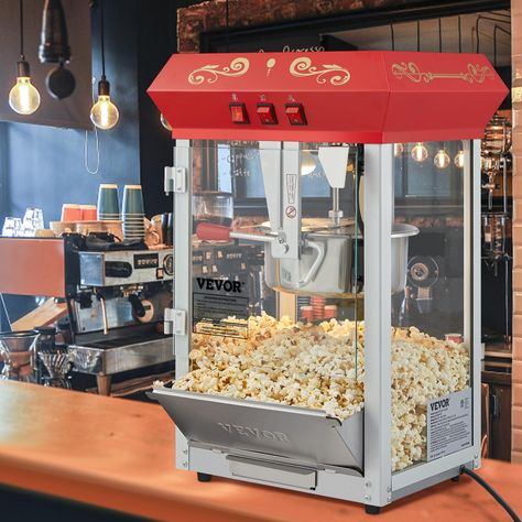 PRICES MAY VARY. Powerful Heating, High Yield: This commercial popcorn machine boasts 850W of power and an 8 oz kettle, popping up to 48 cups of popcorn per batch (around 384 oz) and keeping up with the demand of your busy concession stand. NOW that is a lot of popcorn. It takes only a few minutes to preheat the kettle. Then the hot popcorn will flow as quickly as your customers can eat it up. Get ready to keep sports fans, festival-goers, and party guests content with plenty of popcorn to go ar Movie Room Snack Bar Ideas, Commercial Popcorn Machine, Hot Popcorn, Popcorn Cups, Arcade Bar, Air Machine, Magnetic Latch, Backyard Movie Nights, Popcorn Popper