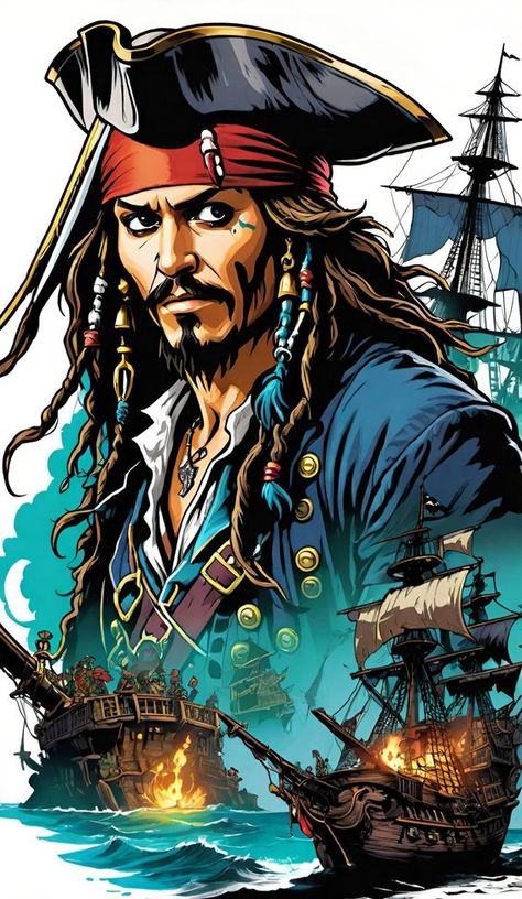 Pirates of the Caribbean Pirate Of Carribean, Pirates Of The Caribbean Wallpaper, Jack Sparrow Drawing, Image Joker, Jack Sparrow Wallpaper, Pirates Illustration, Pirate Ship Art, Joker Print, Cute Wallpapers For Android