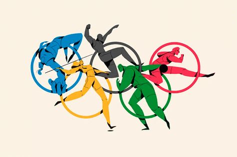 these animated athletes represent the olympic symbol’s five rings Olympics Graphics, Olympic Logo, Illustration Animation, Sport Illustration, Game Illustration, Motion Design Animation, 2d Animation, Art Plastique, Motion Design