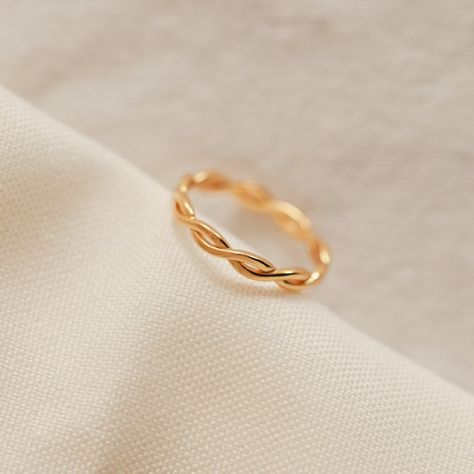 Braided Ring by Caitlyn Minimalist Braid Ring in Gold - Etsy Canada Caitlyn Minimalist, Golden Rings, Friendship Ring, Friendship Rings, Braided Ring, Gold Rings Fashion, Gold Ring Designs, Ringe Gold, Dome Ring