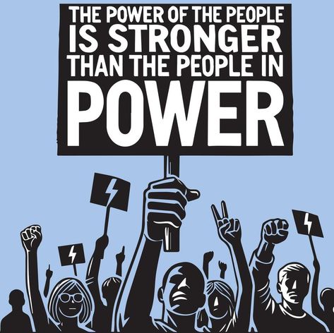 Powerful Black and White Protest Poster The Power of the People is Stronger than the People in Power Minimalist Cartoon Silhouette Art Protests Aesthetic, Protest Poster, Protest Poster Design, Power To The People Poster, Edsa People Power Revolution Poster, Vintage Protest Posters, Protest Signs Civil Rights, Cartoon Silhouette, Black Lives Matter Protest Signs