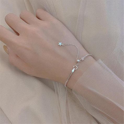 #jewelry #bracelets #925silver #bracelets #minimalist #jewelry #personalizedgift #giftforher Stars Bracelet, Cheap Bracelets, Star Chain, Star Bracelet, Bracelet Clasps, Bracelet Bangle, Engagement Anniversary, Star Shape, Chain Link Bracelet