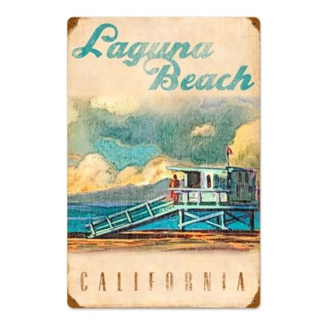 Beach Lifeguard, Lifeguard Tower, Beach Sign, Laguna Beach California, San Diego Beach, Beach Signs, Beach Scene, Vintage Metal Signs, Beach California